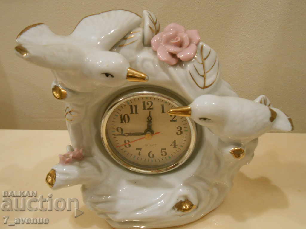 Часовник порцеланов, от порцелан, птици, кварцов - 6