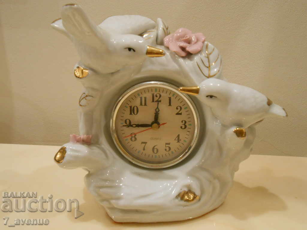 Часовник порцеланов, от порцелан, птици, кварцов - 7