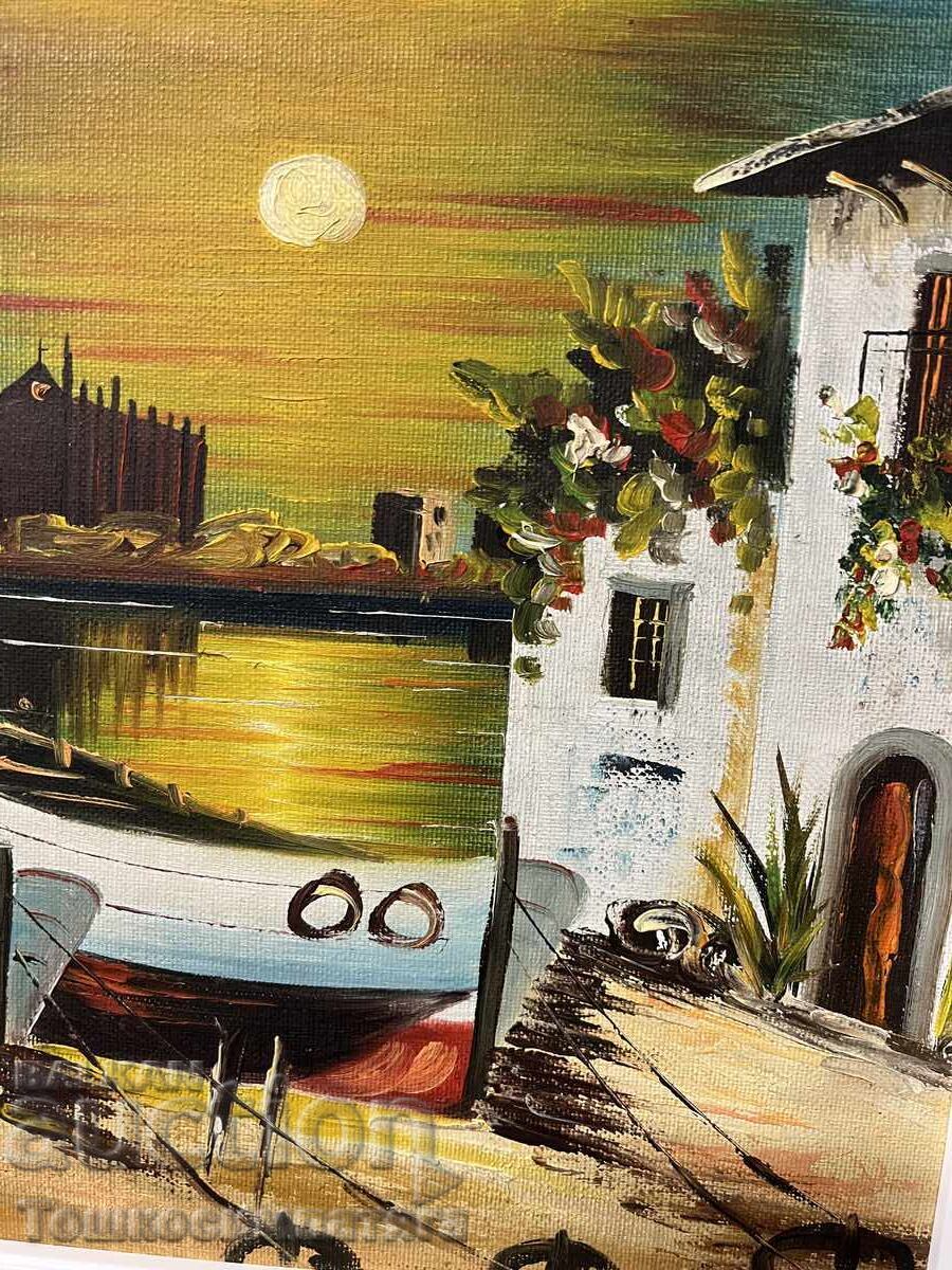 Ελαιογραφία σε καμβά - Θαλασσινό τοπίο, ηλιοβασίλεμα με τιμή 60.00 BGN | € 30.68