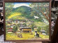 "Memory of the village Chernevtsi" - Nikolai Genov, oil on fiberboard