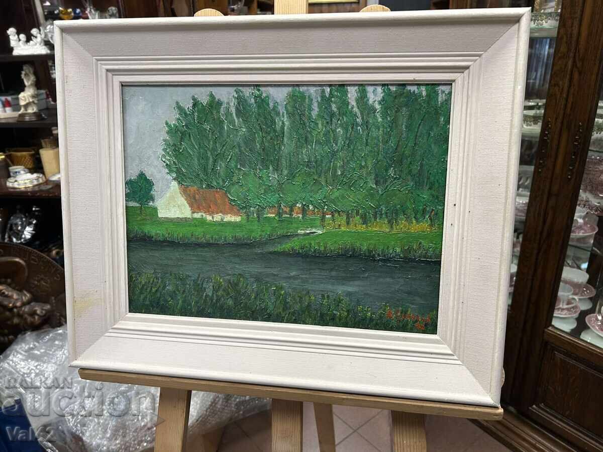 Livrarea Peisaj cu râu – A. Goselin, 1972, ulei pe pânză Livrarea Peisaj cu râu – A. Goselin, 1972, ulei pe pânză