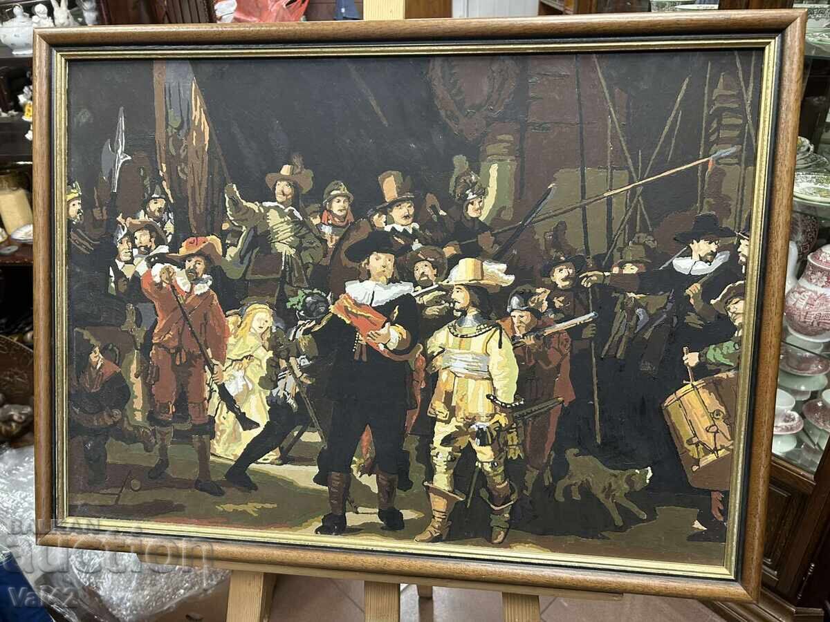 "Night Watch" - reproduction, oil on cardboard, 74x54 cm with price 67.00 BGN | € 34.26