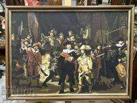 "Night Watch" - reproduction, oil on cardboard, 74x54 cm