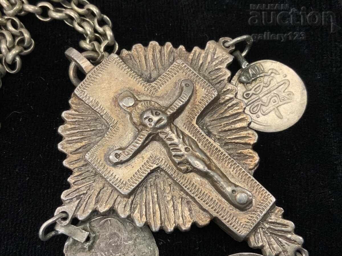 Delivery of Renaissance double-sided cross Virgin Mary Christ silver cut Delivery of Renaissance double-sided cross Virgin Mary Christ silver cut