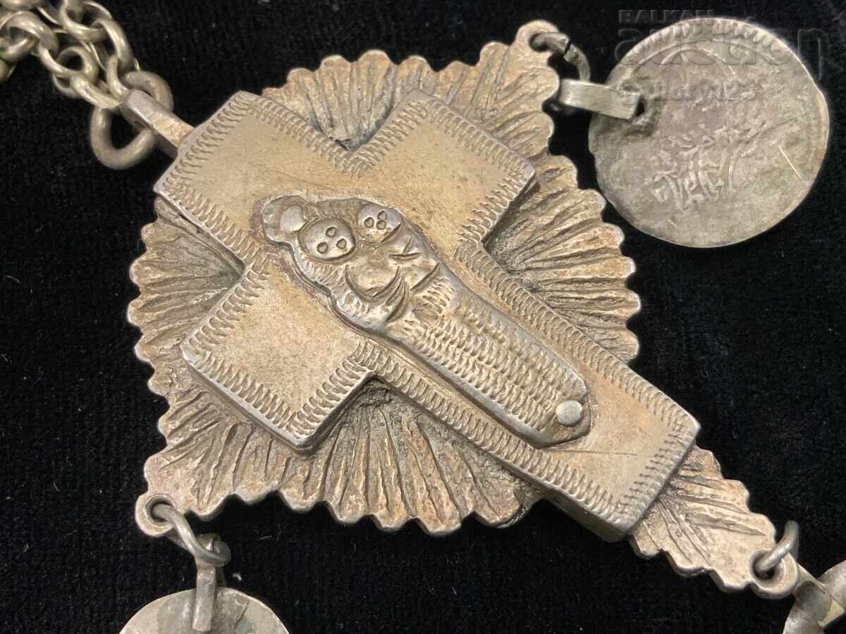 Renaissance double-sided cross Virgin Mary Christ silver cut Renaissance double-sided cross Virgin Mary Christ silver cut