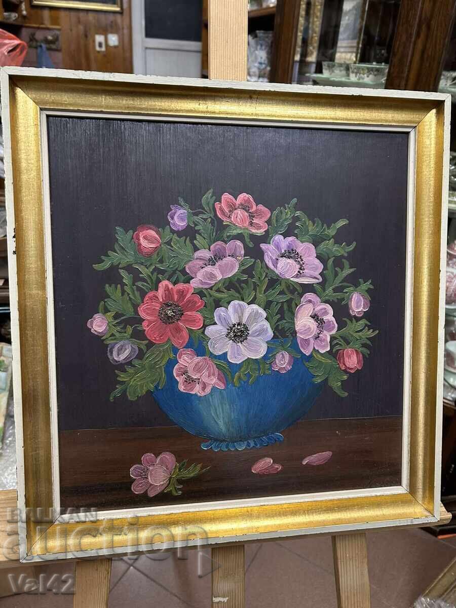 Delivery of Anemone Bouquet - oil on fiberboard, 44x46 cm