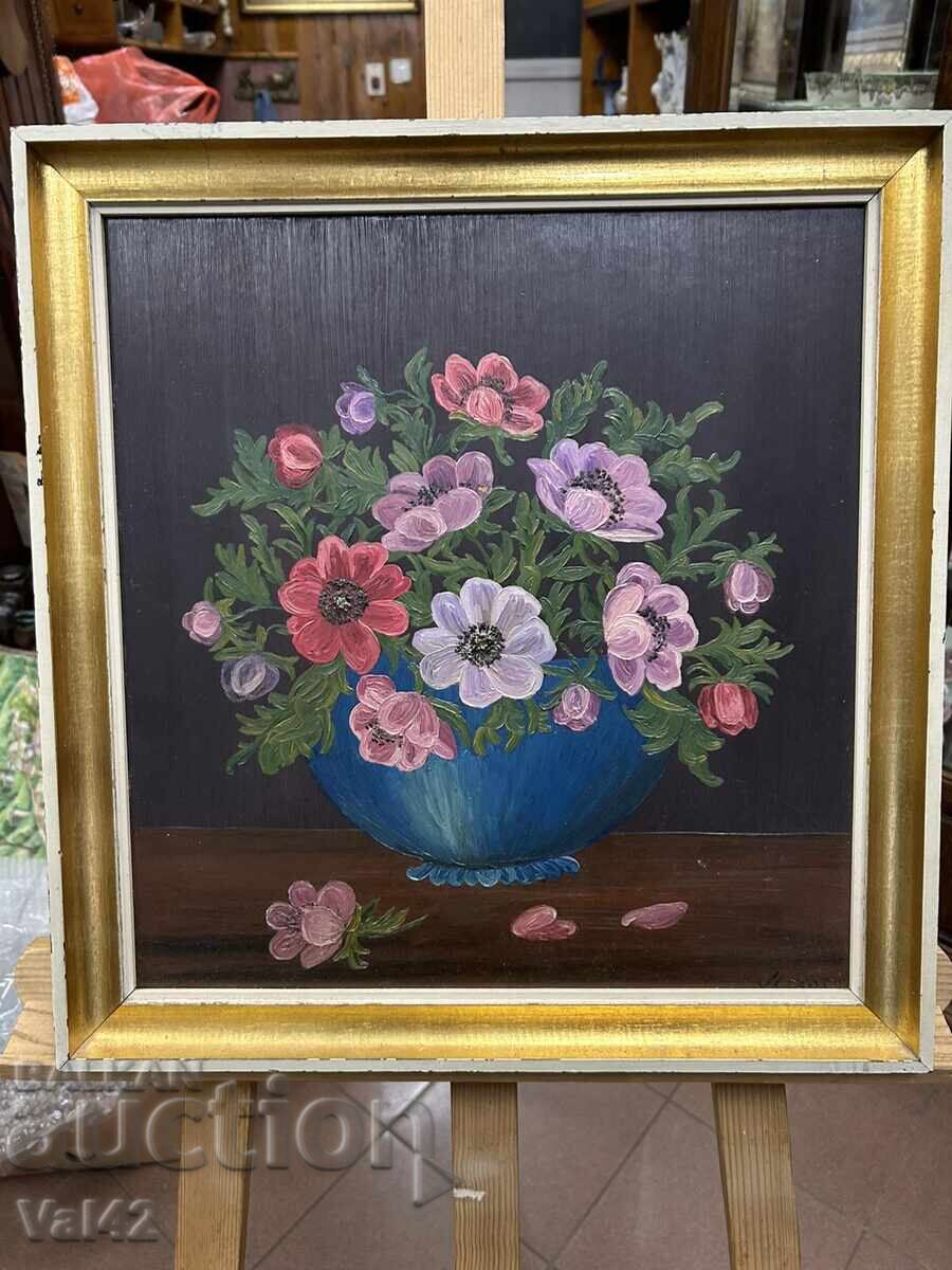 Anemone Bouquet - oil on fiberboard, 44x46 cm