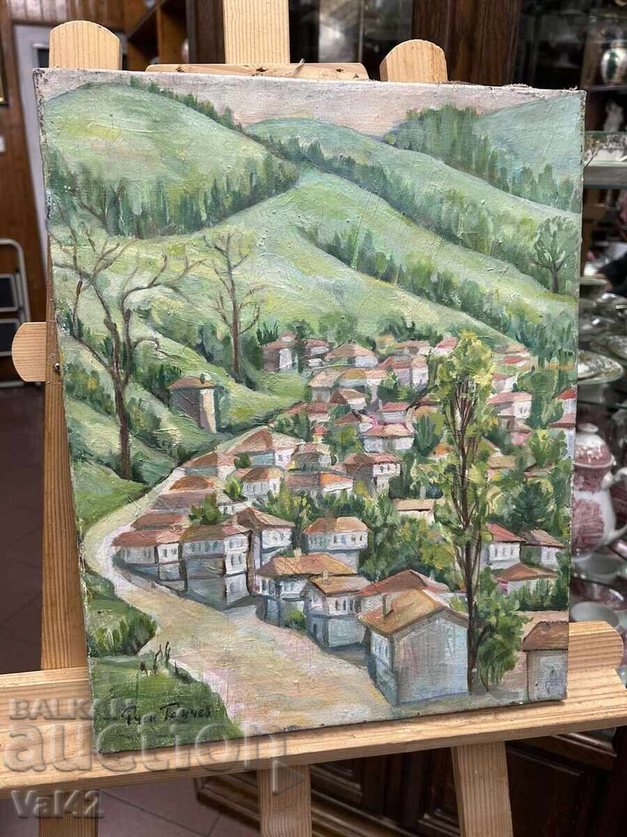 Delivery of Rusy Ganchev – Landscape with Bulgarian Village, oil on canvas, 3 Delivery of Rusy Ganchev – Landscape with Bulgarian Village, oil on canvas, 3