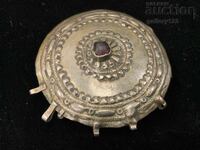 Revival jewelry silver cut forged glass red