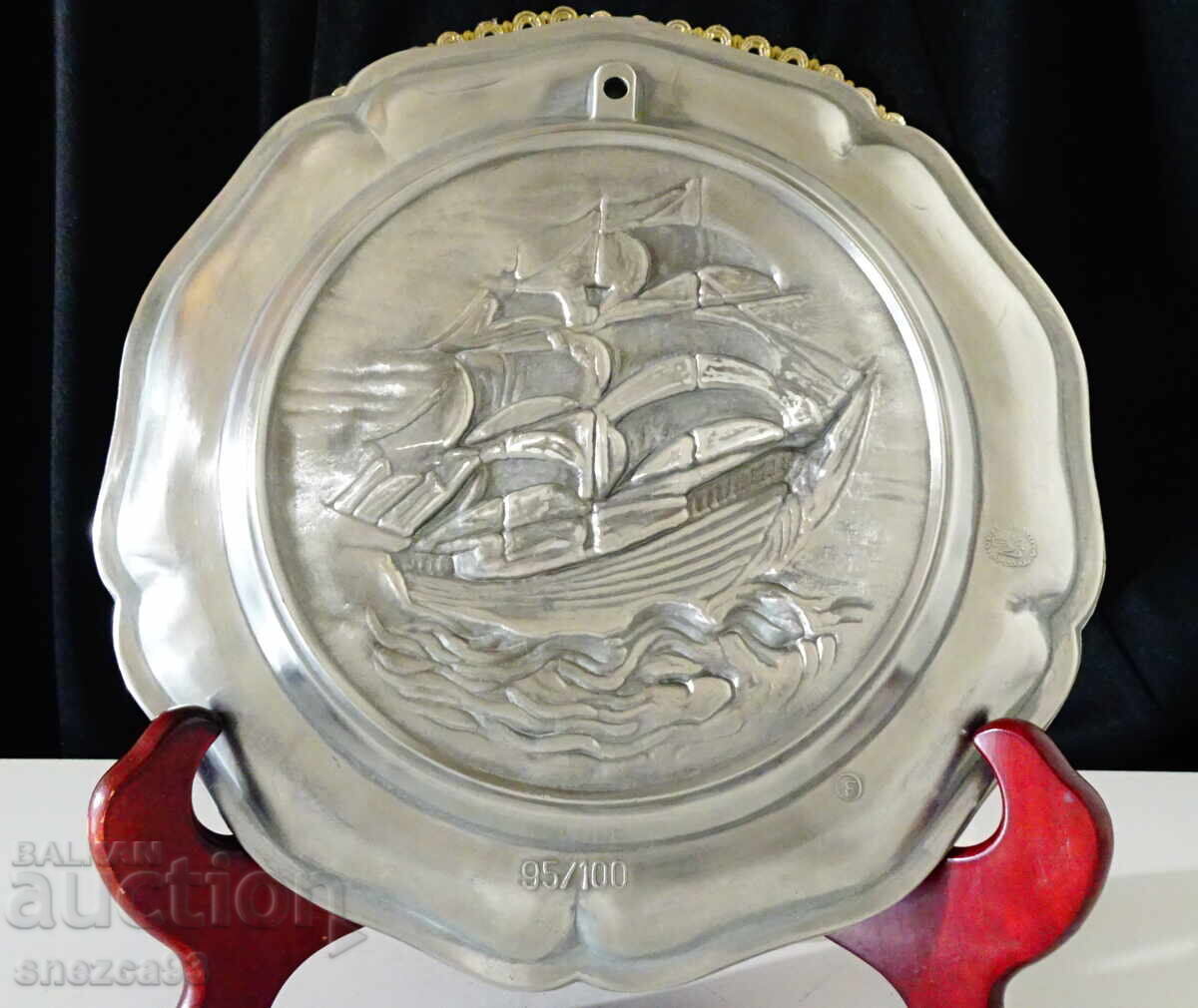 Farfurie de staniu cu Navă, Veler - 5 Farfurie de staniu cu Navă, Veler - 5