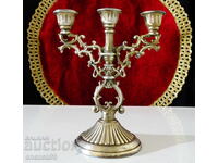 Sfeșnic triplu din cositor, sfeșnic triplu, gotic