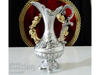 Cană de cositor, flori în relief, baroc, rococo