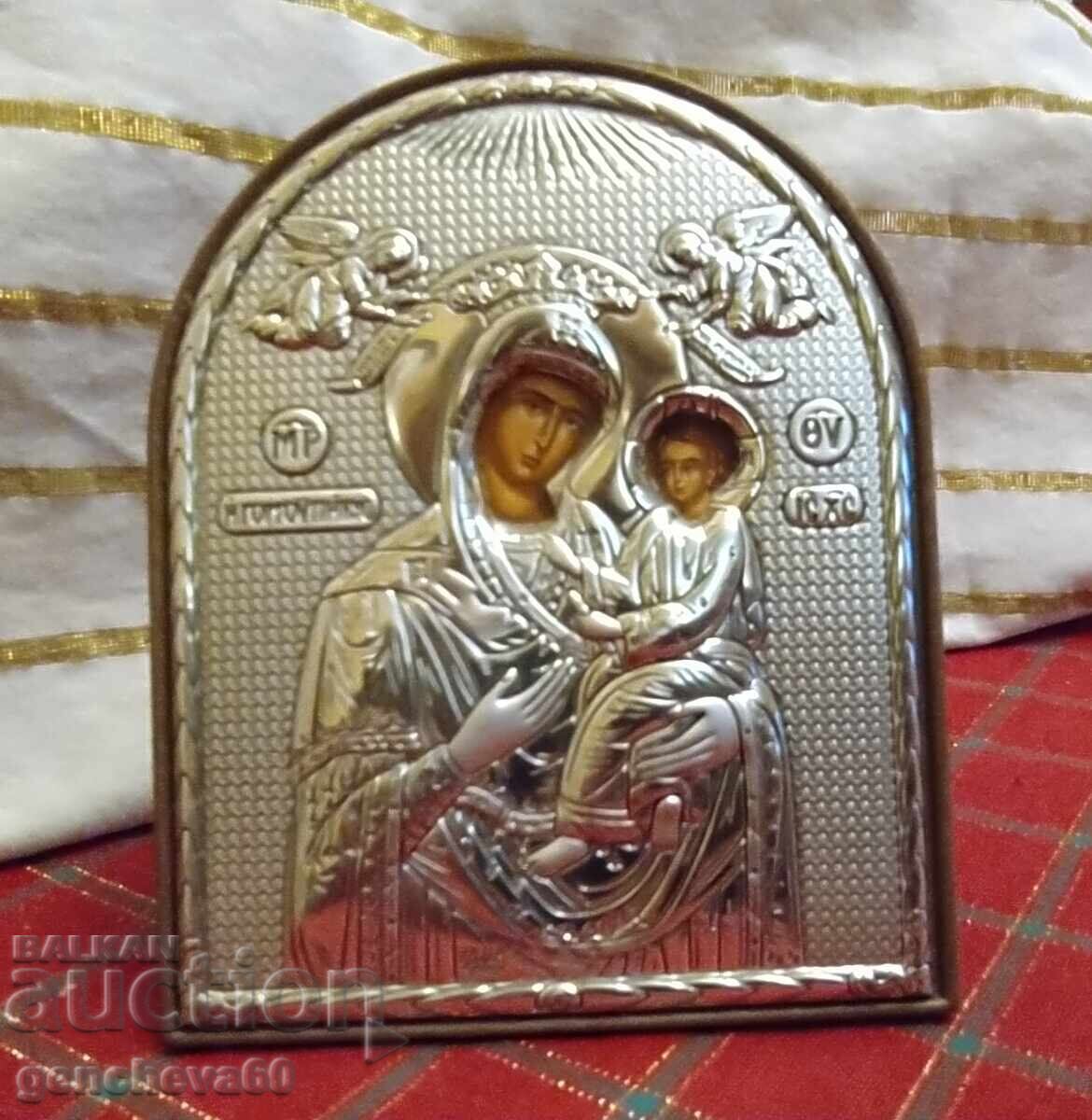 Ασημένια εικόνα Παναγίας με το Θείο Βρέφος SilverAxian - 5