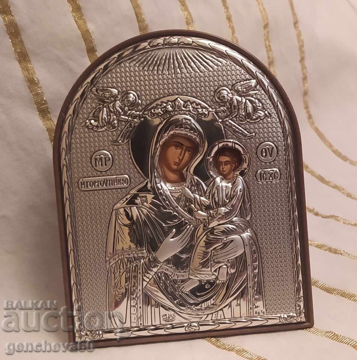 Ασημένια εικόνα Παναγίας με το Θείο Βρέφος SilverAxian