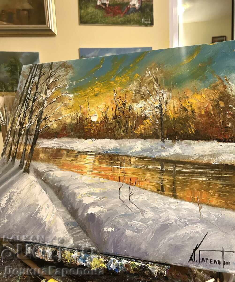 Denitsa Garelova oil painting 50/40 "Winter Reflections" with price 170.00 BGN | € 86.92 Denitsa Garelova oil painting 50/40 "Winter Reflections" with price 170.00 BGN | € 86.92