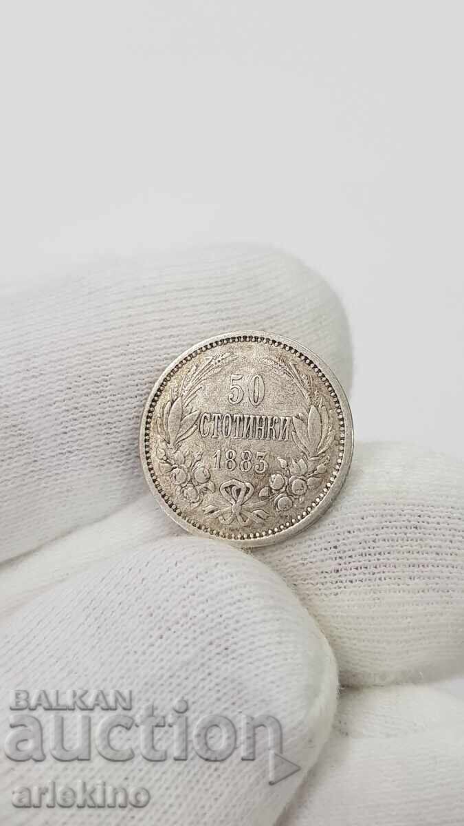 Licitație Monedă domnească de argint 50 de cenți 1883