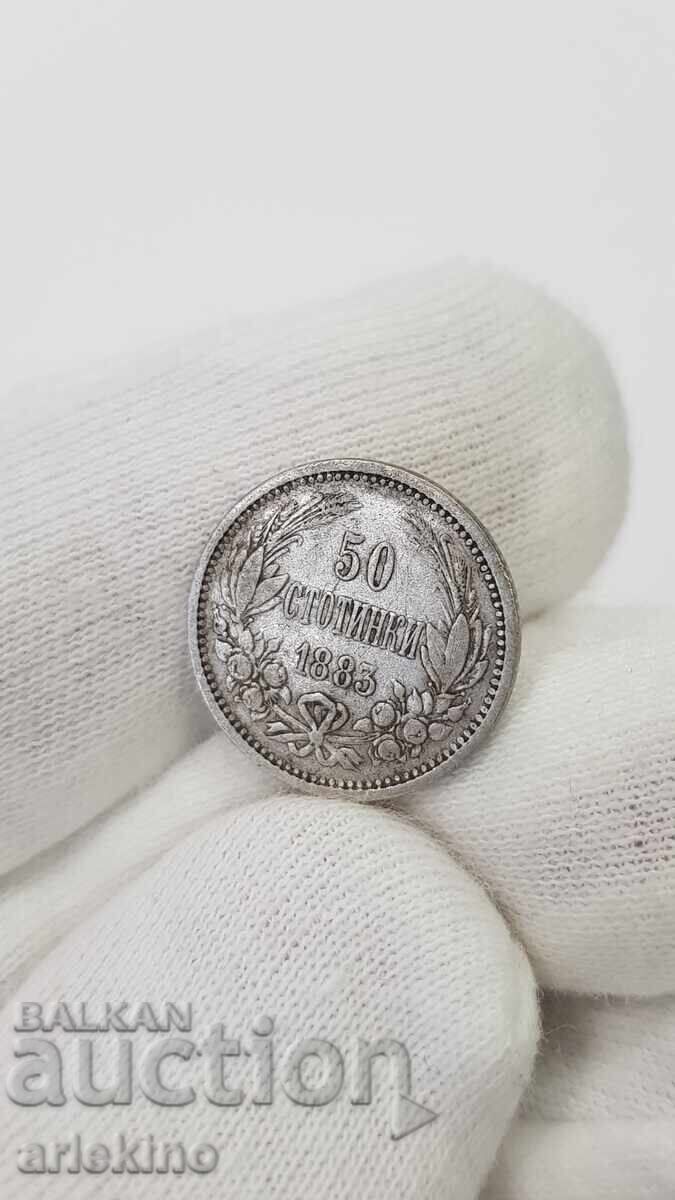 Princely silver coin 50 cents 1883 with price 39.00 BGN | € 19.94
