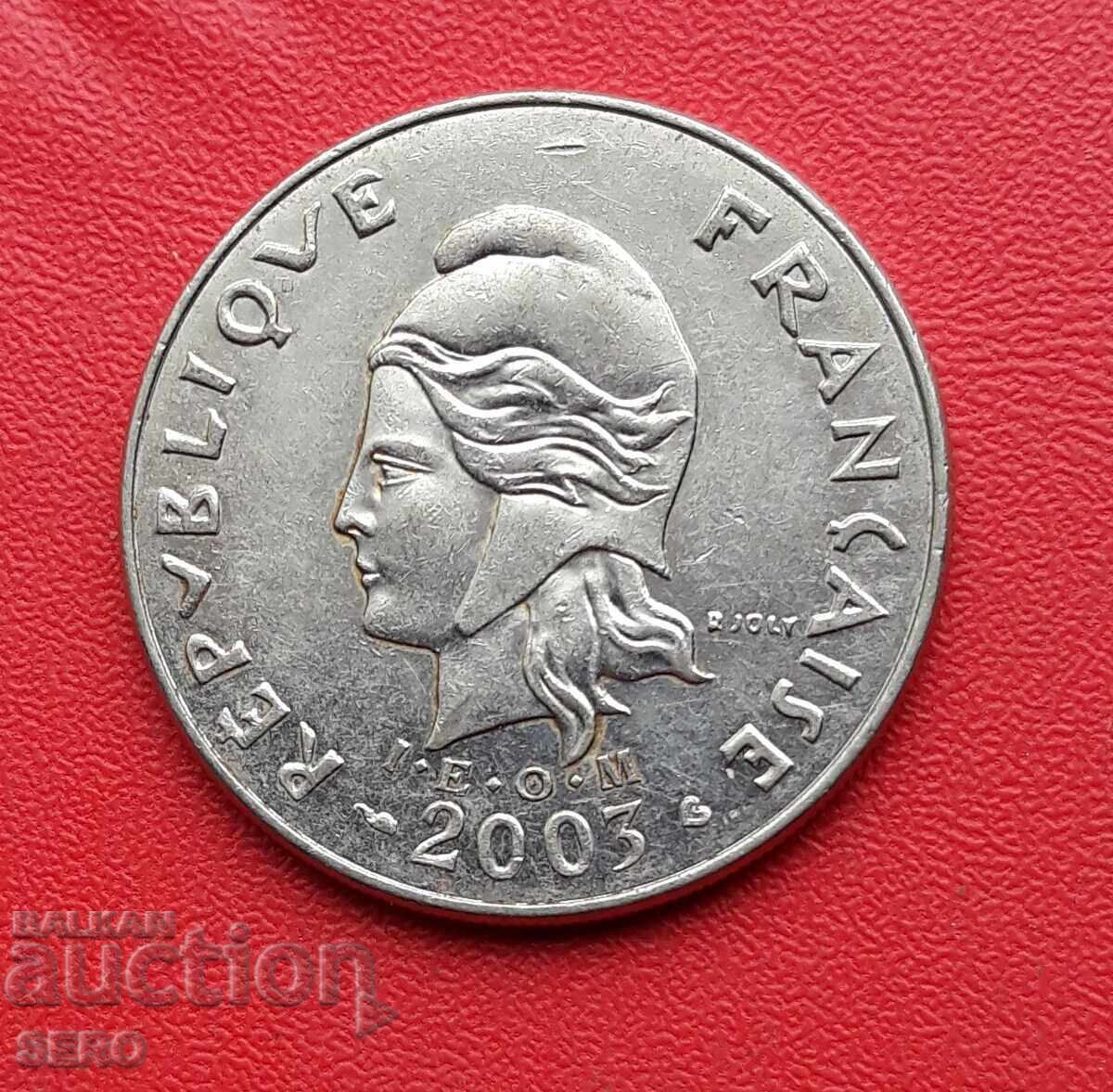 Френска Полинезия-20 франка 2003 с цена 2.01 лв. | € 1.03