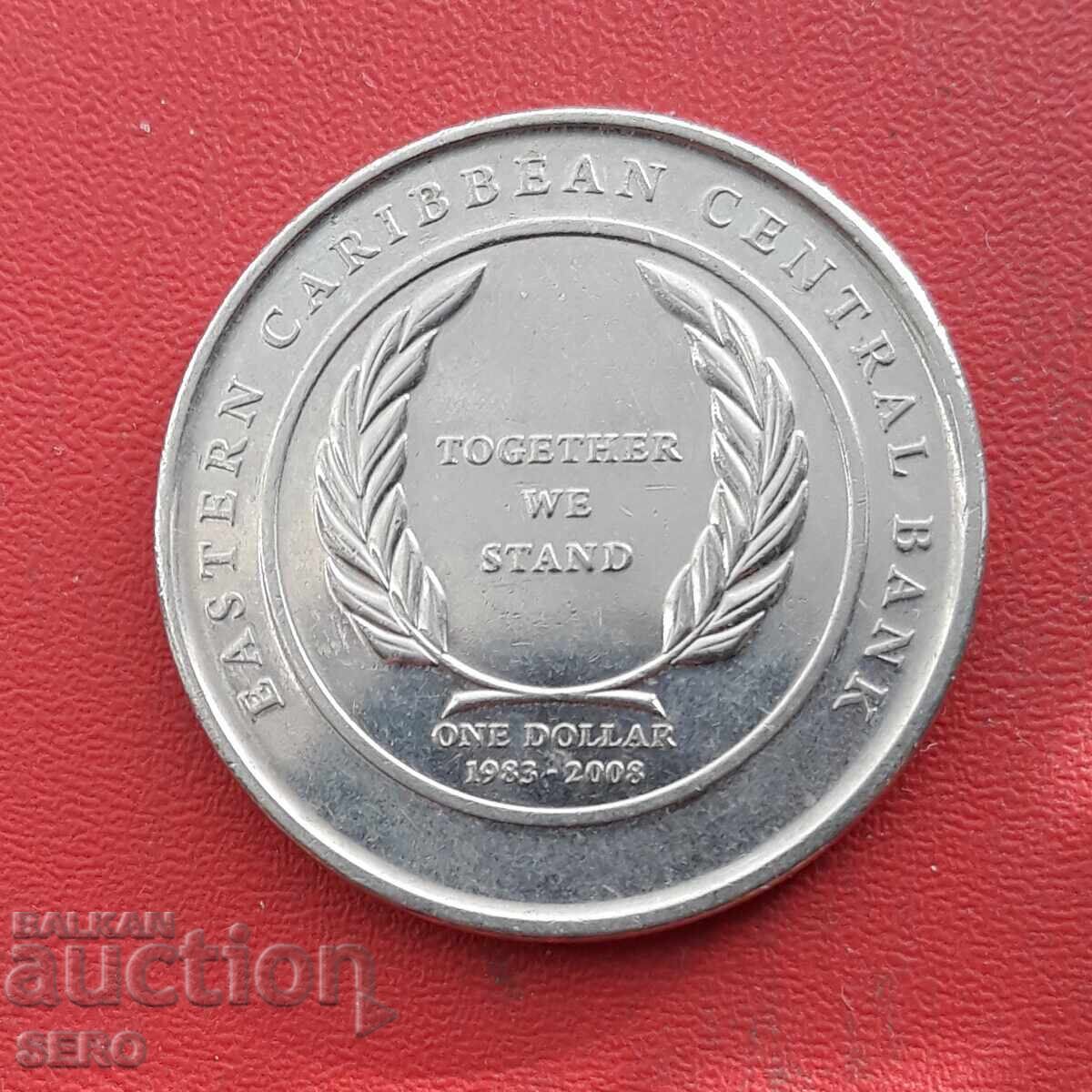 British Eastern Caribbean - 1 Dollar 2008-25 Central Bank British Eastern Caribbean - 1 Dollar 2008-25 Central Bank