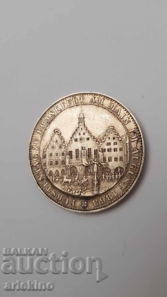 Auction Rare Silver Coin Thaler 1863 - Frankfurt, Germany Auction Rare Silver Coin Thaler 1863 - Frankfurt, Germany