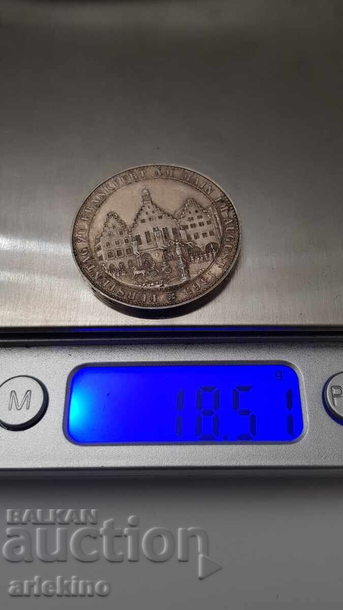 Rare Silver Coin Thaler 1863 - Frankfurt, Germany - 7 Rare Silver Coin Thaler 1863 - Frankfurt, Germany - 7