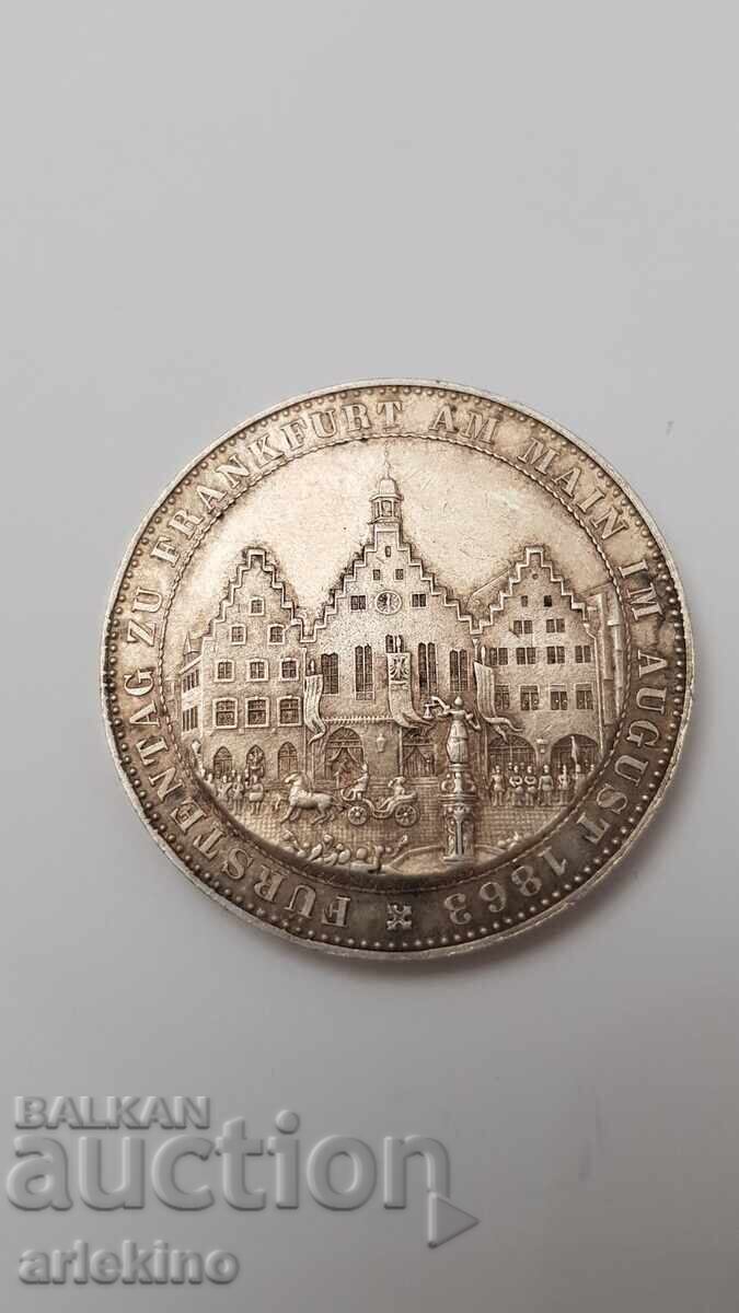 Rare Silver Coin Thaler 1863 - Frankfurt, Germany Rare Silver Coin Thaler 1863 - Frankfurt, Germany