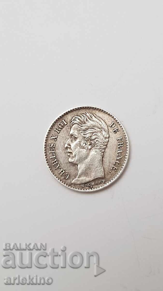 Рядка сребърна монета 1/4 Франк 1826 год. Франция - 5