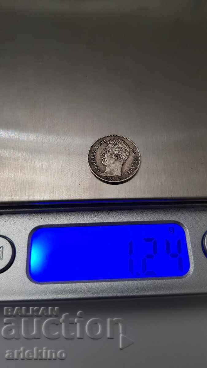 Рядка сребърна монета 1/4 Франк 1826 год. Франция - 7