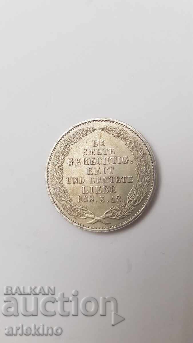 Παράδοση Σπάνιο ασημένιο νόμισμα 1/6 Τάλερ 1854 Σαξονία, Γερμανία