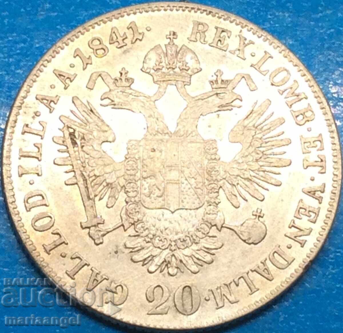 20 kreĭtseri 1841 A - Viena Austria pentru Ungaria Ferdinand argint - 6 20 kreĭtseri 1841 A - Viena Austria pentru Ungaria Ferdinand argint - 6