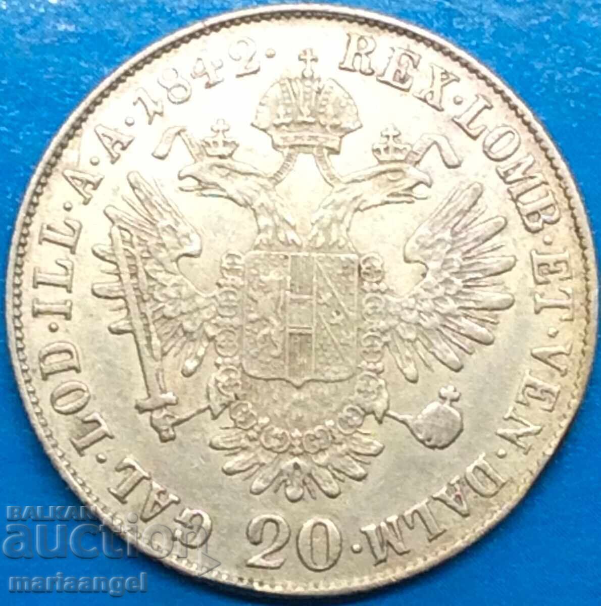 20 Kreuzer 1842 Austria for Italy M-Milan Ferdinand - 6