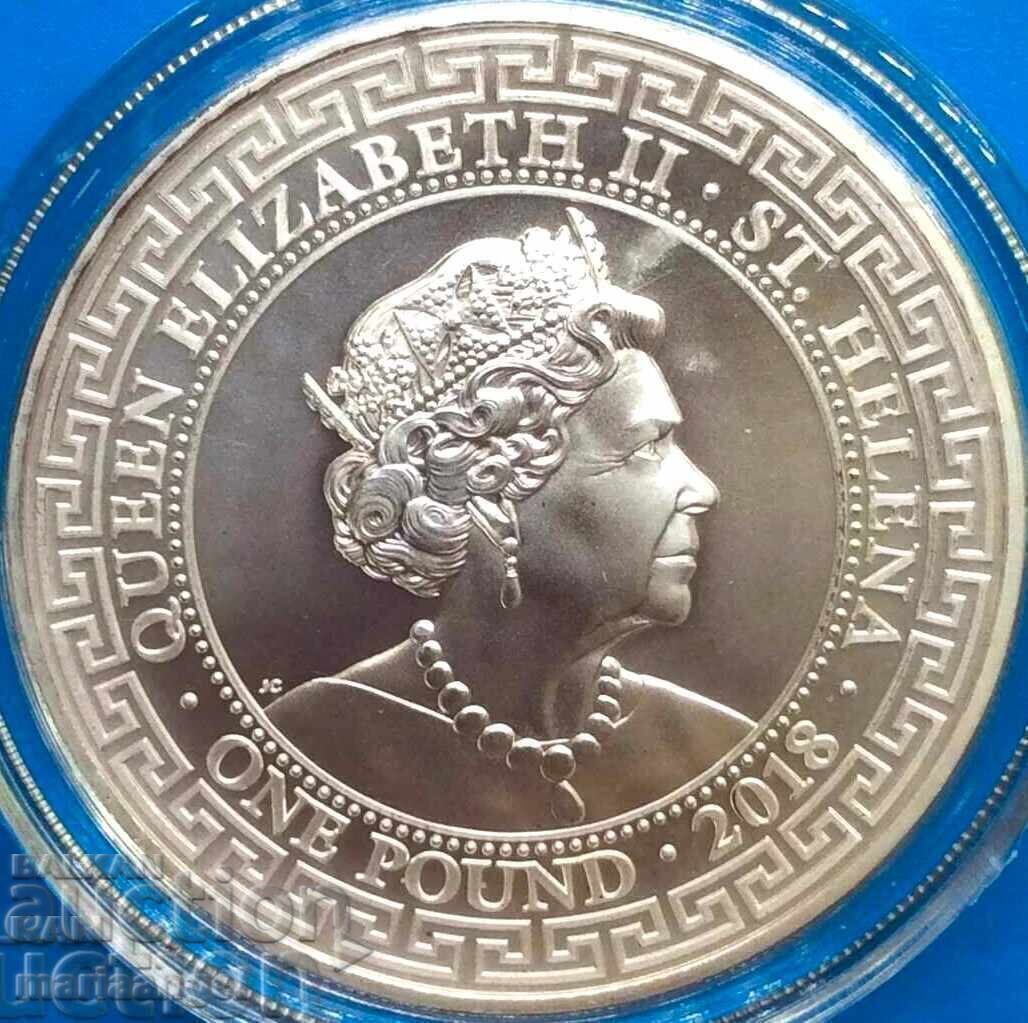 1 oz Pound 2019 Ounce St. Helena Great Britain Trade dollar with price 136.00 BGN | € 69.54