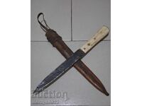 Cuțit vechi cu teacă, mâner din os, pumnal, lamă, aculac