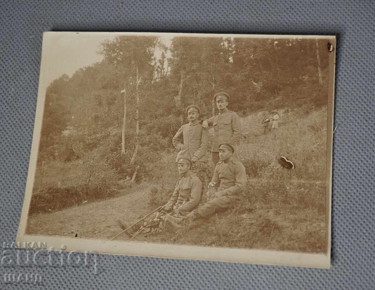 ПСВ  Стара Военна Снимка офицери униформа в гората