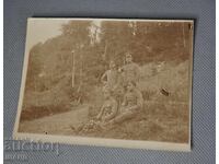Old Military Photo of Officers in Uniform in the Forest