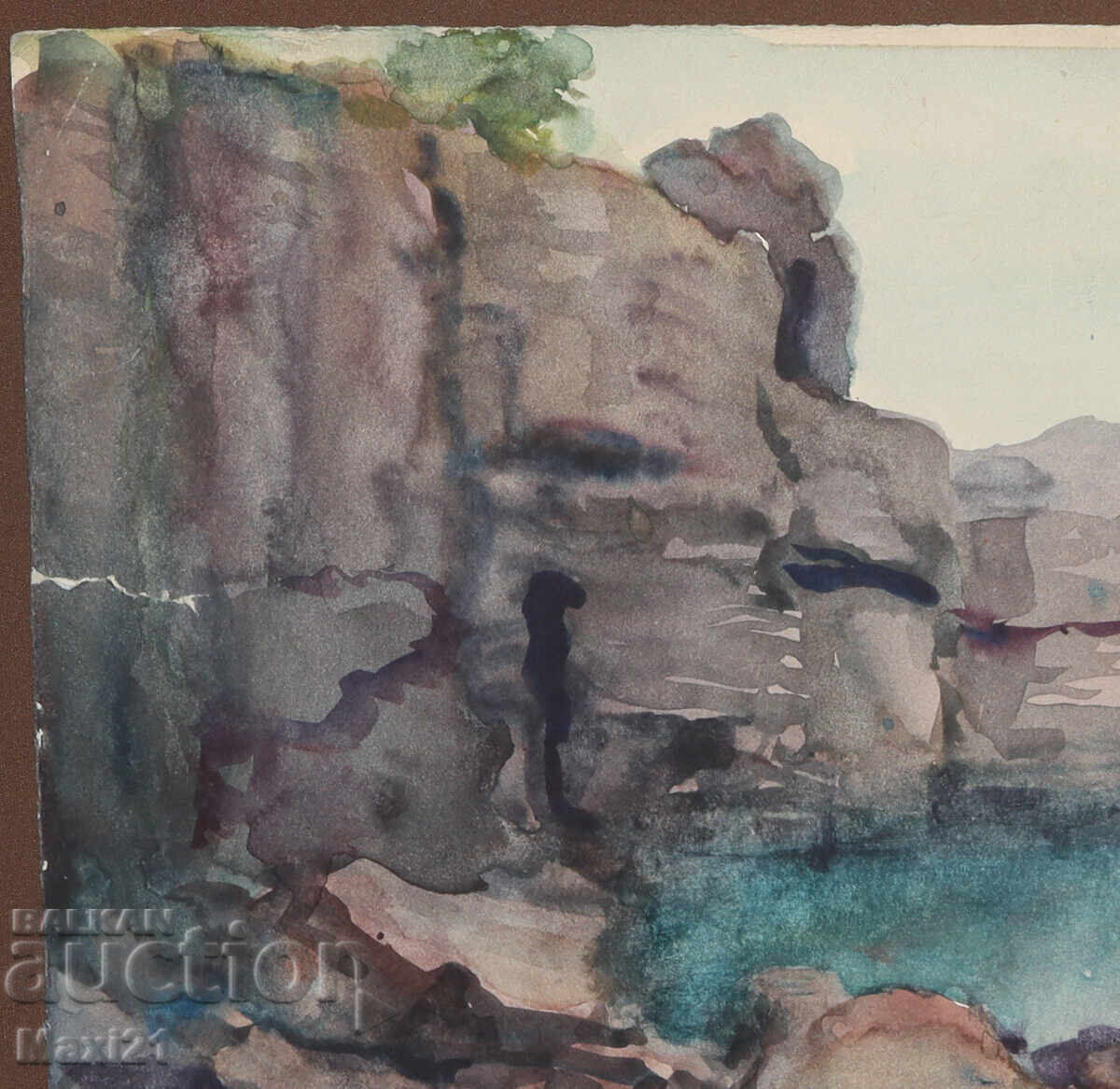 Delivery of Watercolor painting, seascape, rocks