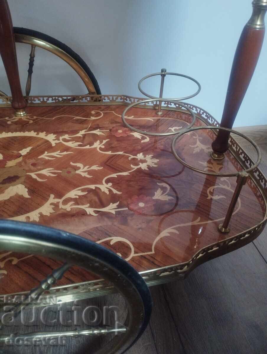 Delivery of Antique serving cart with inlay Delivery of Antique serving cart with inlay
