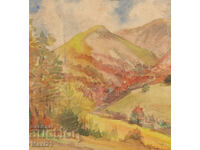 Watercolor painting landscape nature