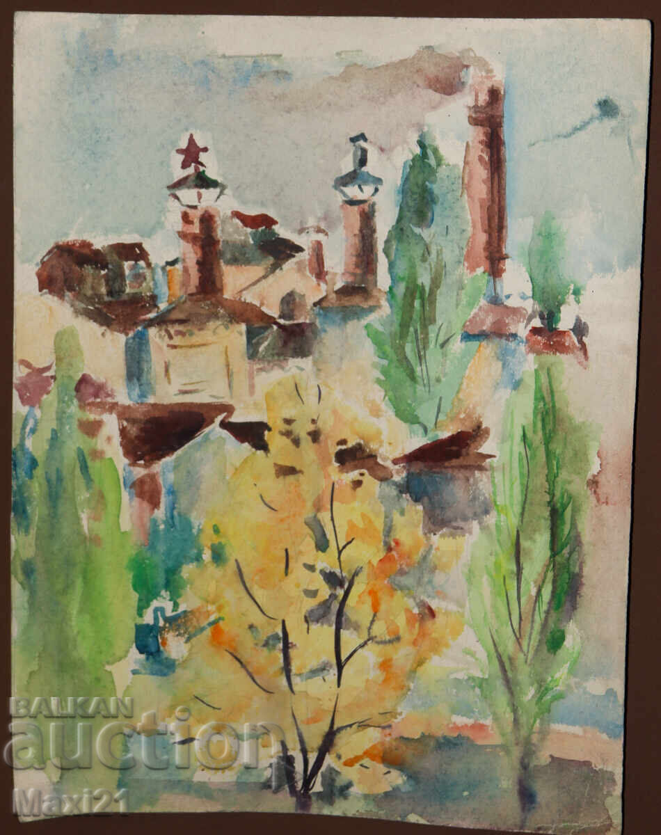 Painting watercolor cityscape with price 130.00 BGN | € 66.47 Painting watercolor cityscape with price 130.00 BGN | € 66.47