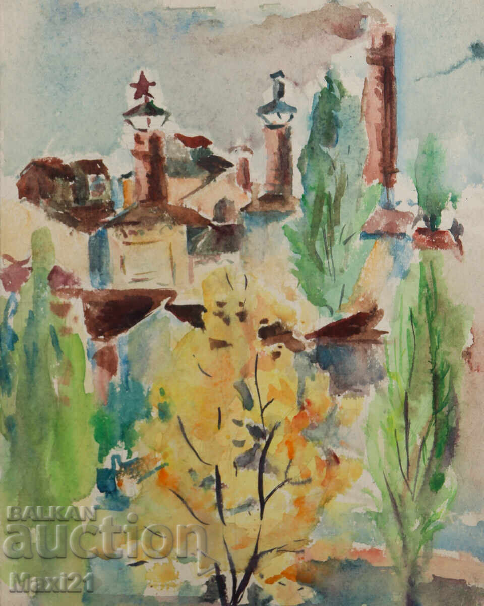 Auction Painting watercolor cityscape Auction Painting watercolor cityscape