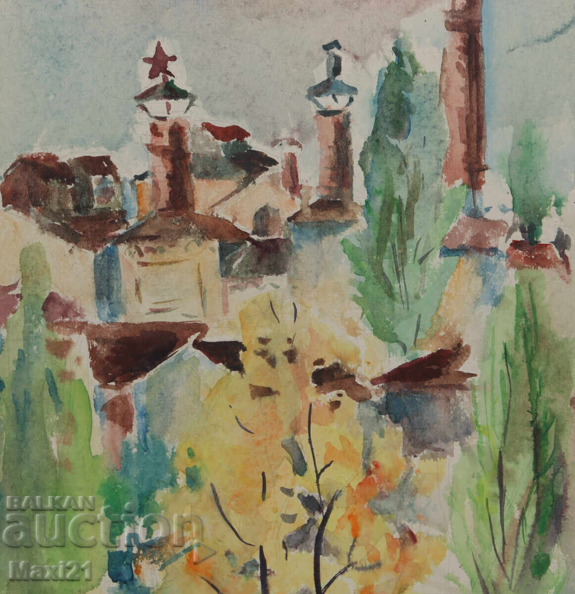 Painting watercolor cityscape - 5 Painting watercolor cityscape - 5