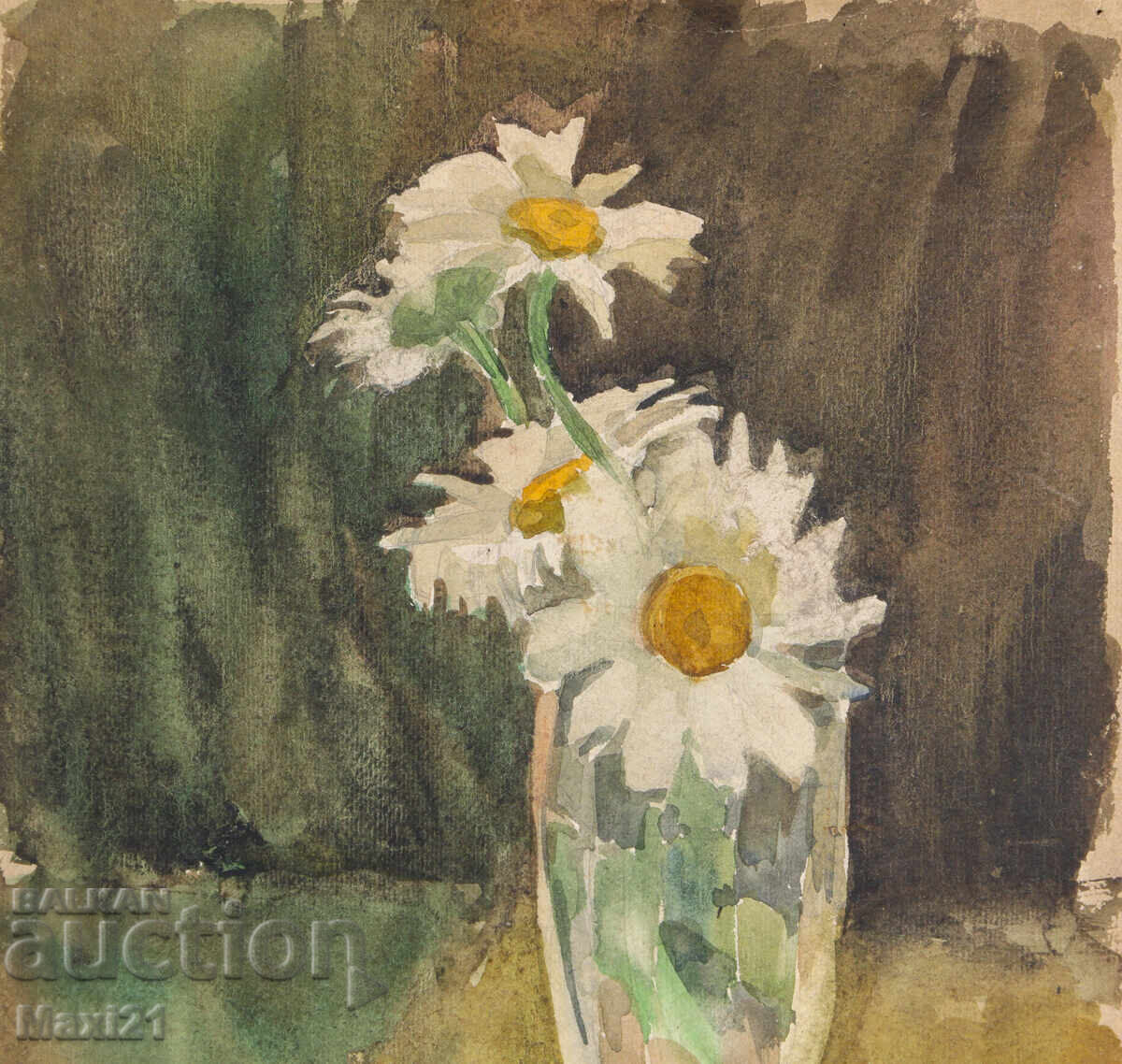 Delivery of Watercolor painting still life vase with flowers