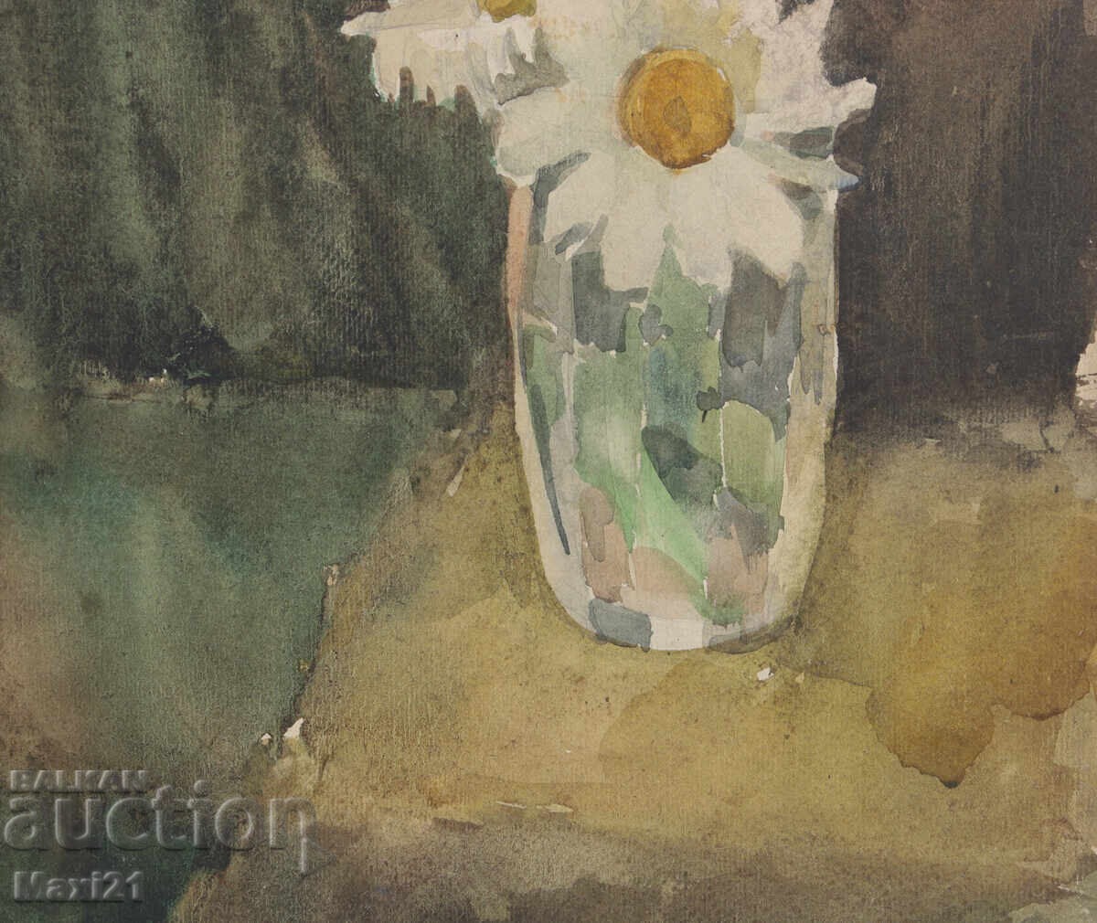 Watercolor painting still life vase with flowers - 5