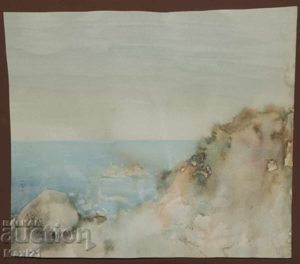 Παλιά θαλασσογραφία με ακουαρέλα με τιμή 130.00 BGN | € 66.47