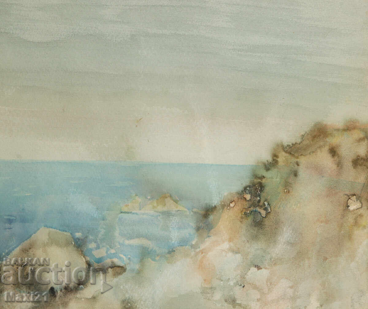 Παλιά θαλασσογραφία με ακουαρέλα - 5