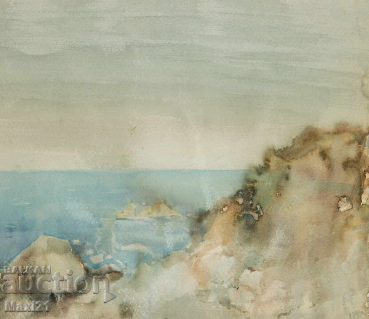 Παλιά θαλασσογραφία με ακουαρέλα