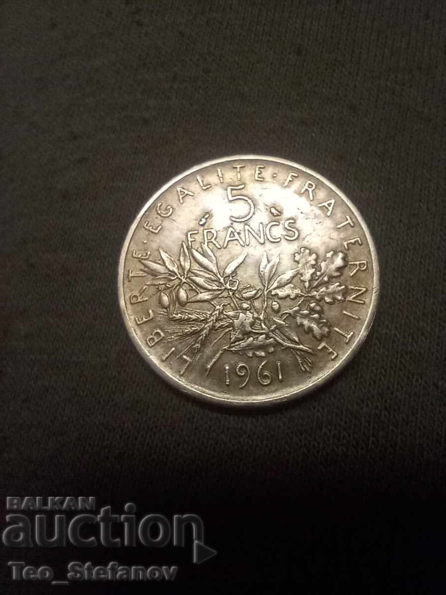 5 Francs 1961 AU/UNC France Silver