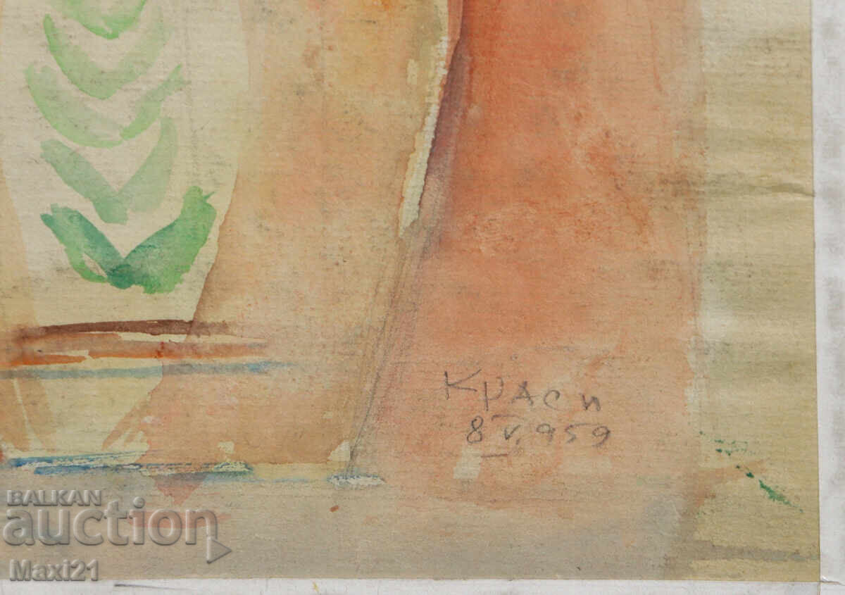 Still life painting watercolor vase with flowers 1959 - 6 Still life painting watercolor vase with flowers 1959 - 6