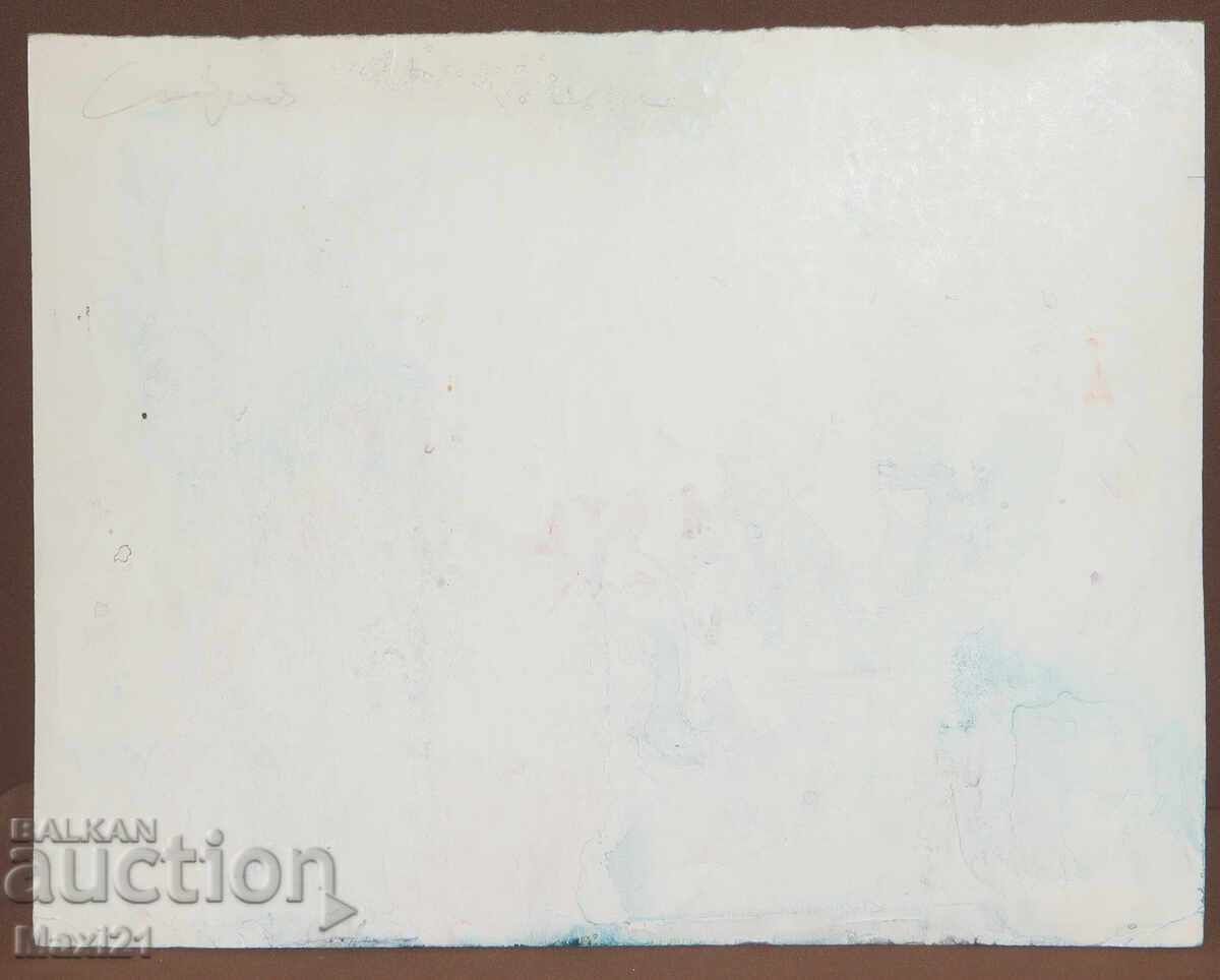 Old watercolor painting, cityscape, signed - 6