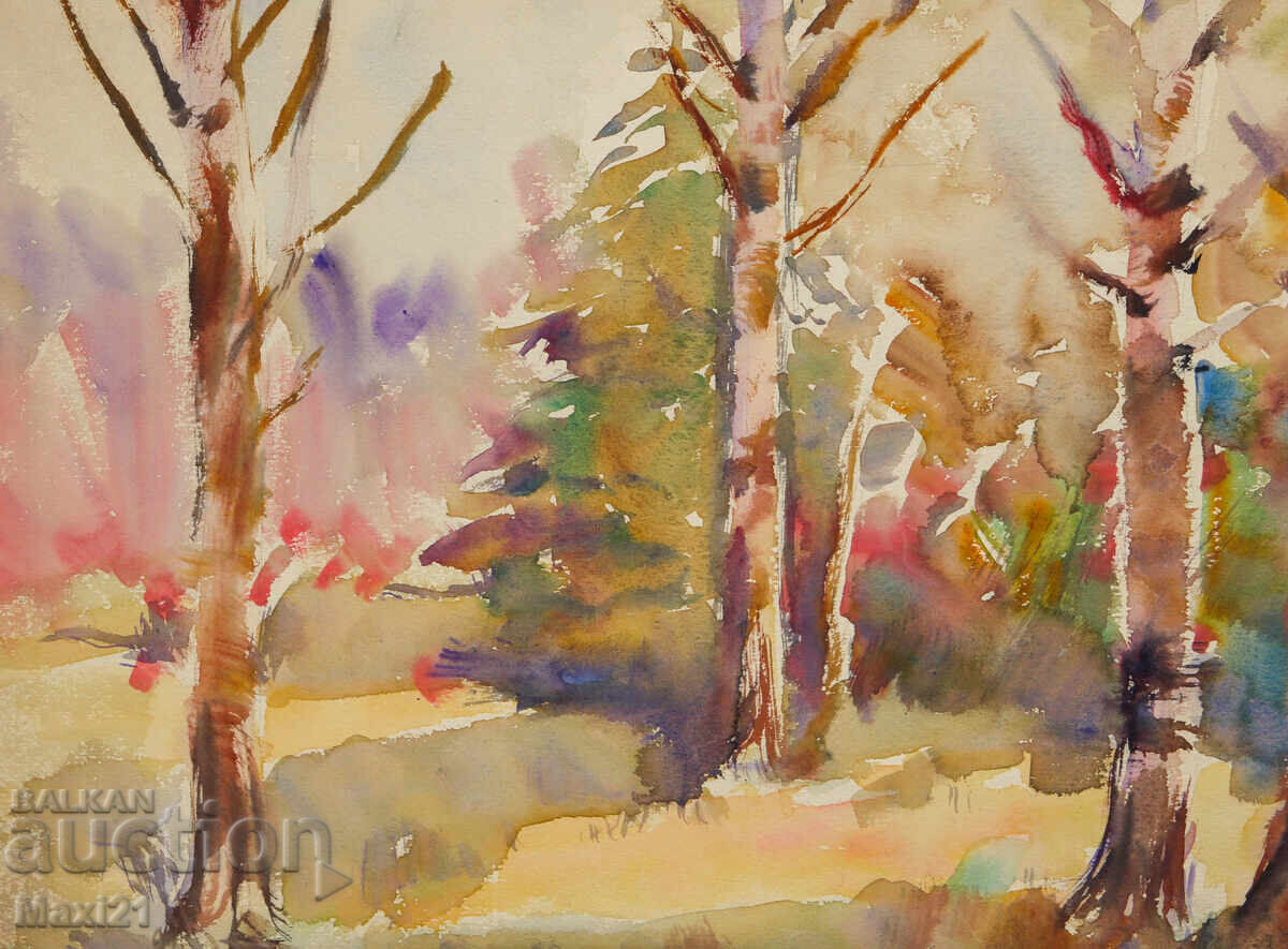 Delivery of Old watercolor painting landscape nature